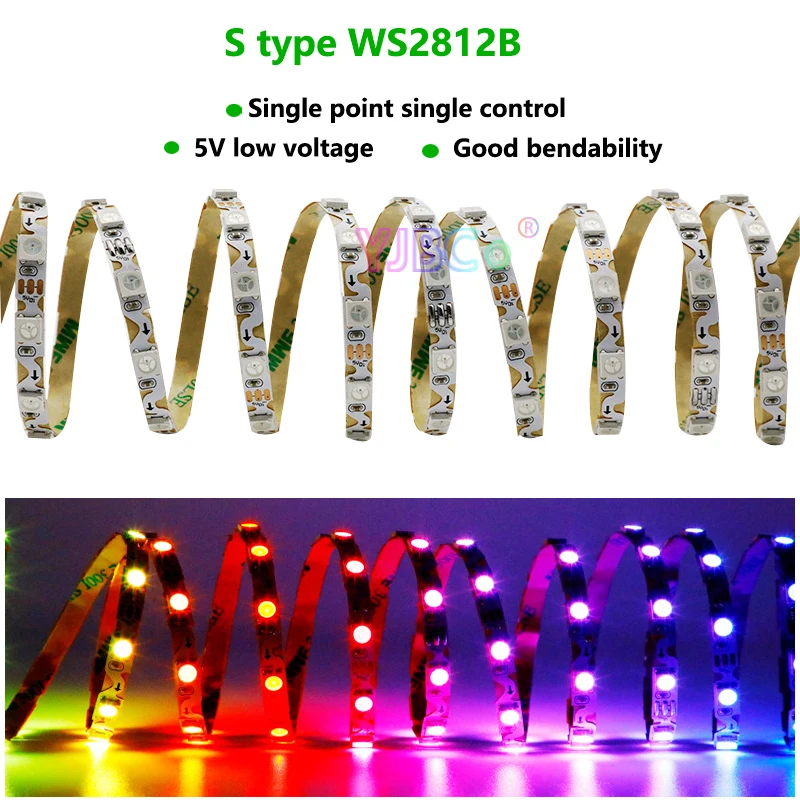 Светодиодная лента WS2812B S-типа 5 в постоянного тока м 60 светодиодов/м 6 мм SMD 5050 RGB