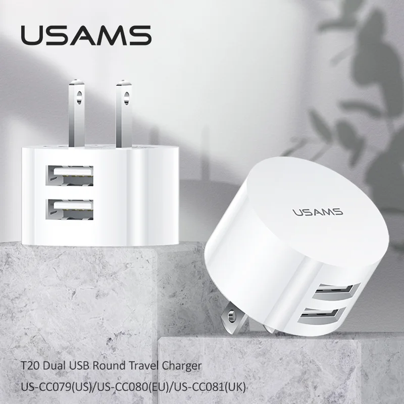 

5V 2.1A Dual USB Charger Quick Charge Wall Charger Mobile Phone Charging Round Mini Adapter Travel Charger Accessories