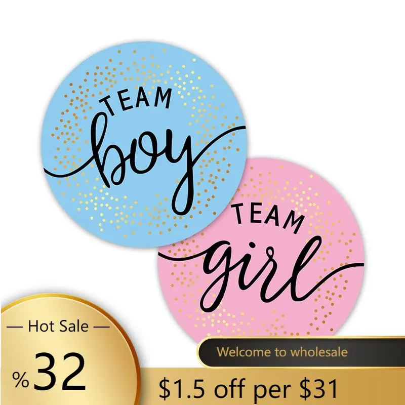 

Team Boy Team Girl Stickers Boy or Girl Sticker for Gender Reveal Party Decoration Baby Shower Supplies Gift Box Label