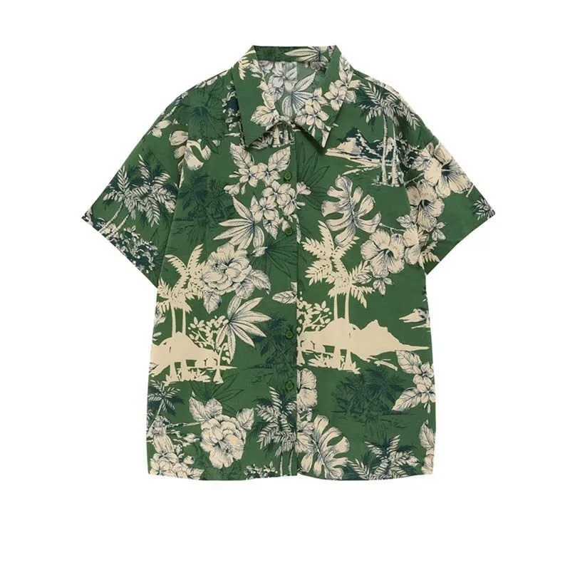 

Summer Casual Short Sleeve Button Shirt Loose Vacation Beach Tops Hawaiian Shirts Tropical Shirts Floral Men Clothing
