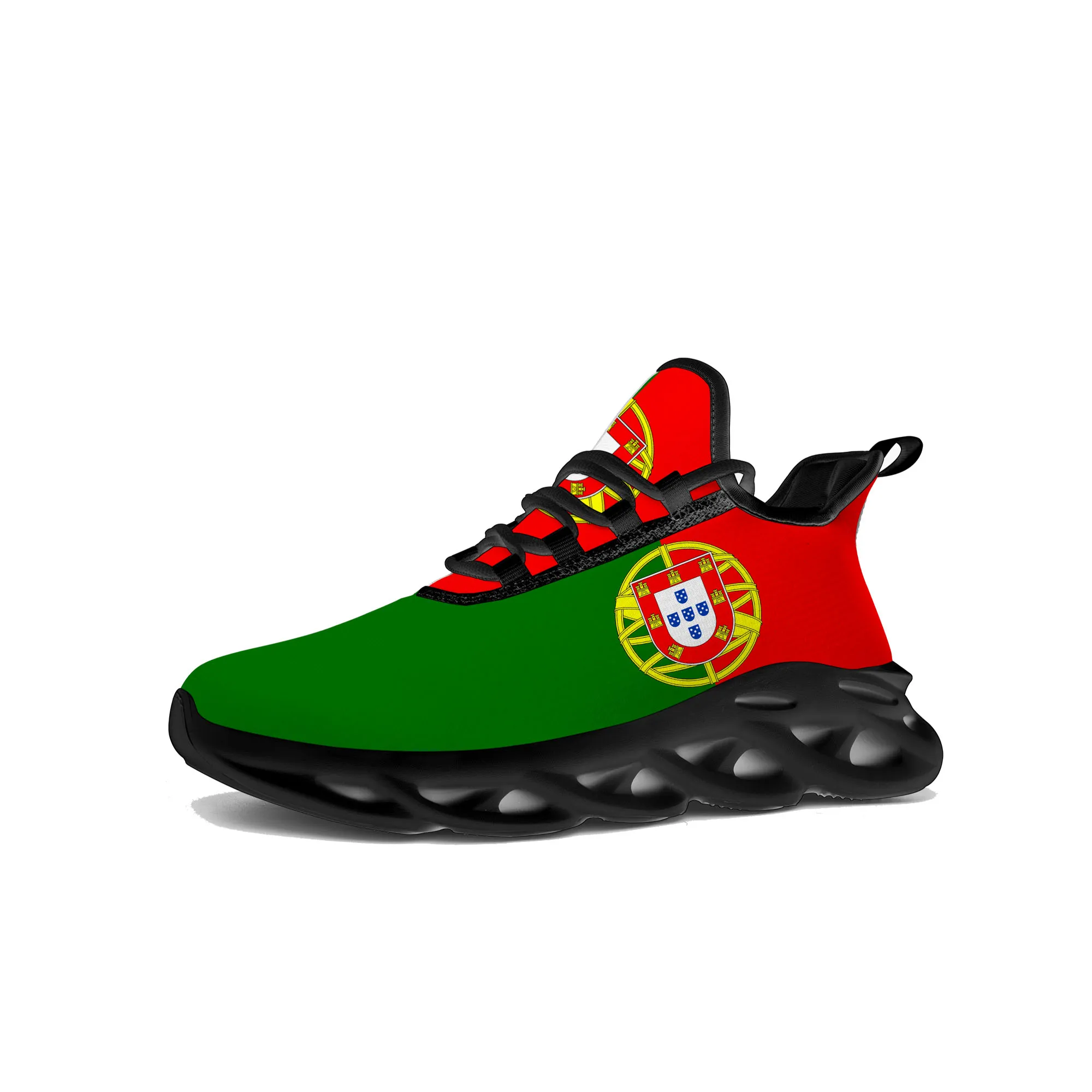

Кеды с флагом Португалии, спортивная обувь на плоской подошве, Португалия, сетчатые кроссовки, на шнуровке, черные, на заказ