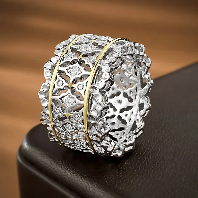 

2023 New 925 Silver European Italian Craft Palace Vintage Ins Style Lace Ring