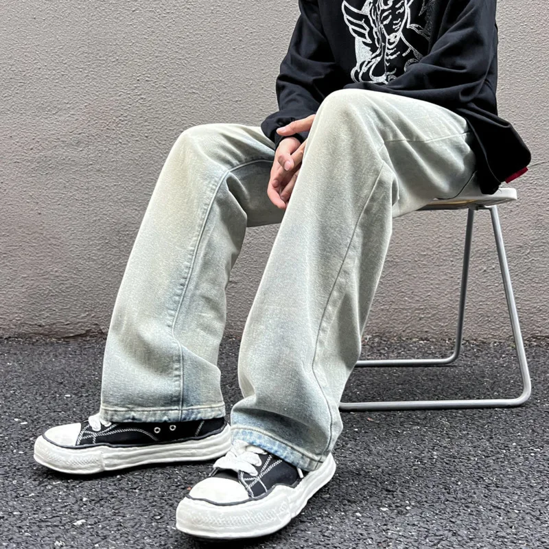 Baggy Jeans Men Fashion Retro Casual Harajuku Straight Jeans Mens Japanese Streetwear Hip Hop Loose Denim Pants Mens Trousers