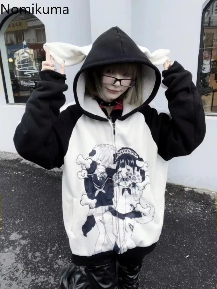 Зимняя одежда женские толстовки пальто 2024 Ropa Mujer милые с капюшоном в стиле аниме