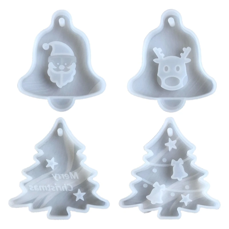 Christmas Tree Bell Elk Pendant Jewelry Making Resin Mold DIY Art Craft Aroma Wax Gypsum Plaster Mold Silicone Mould