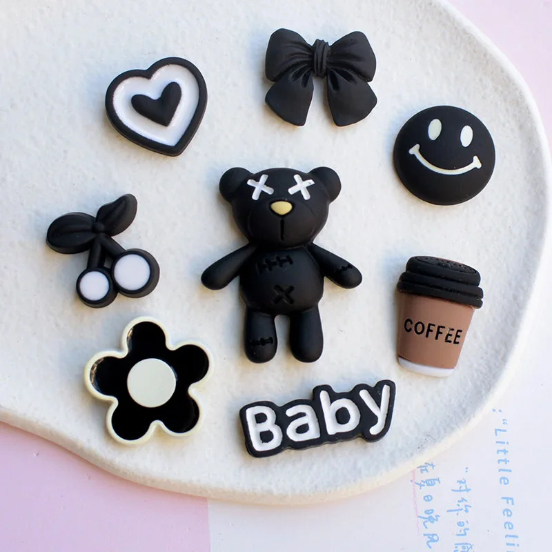 10 шт. черный медведь кролик плоские Кабошоны