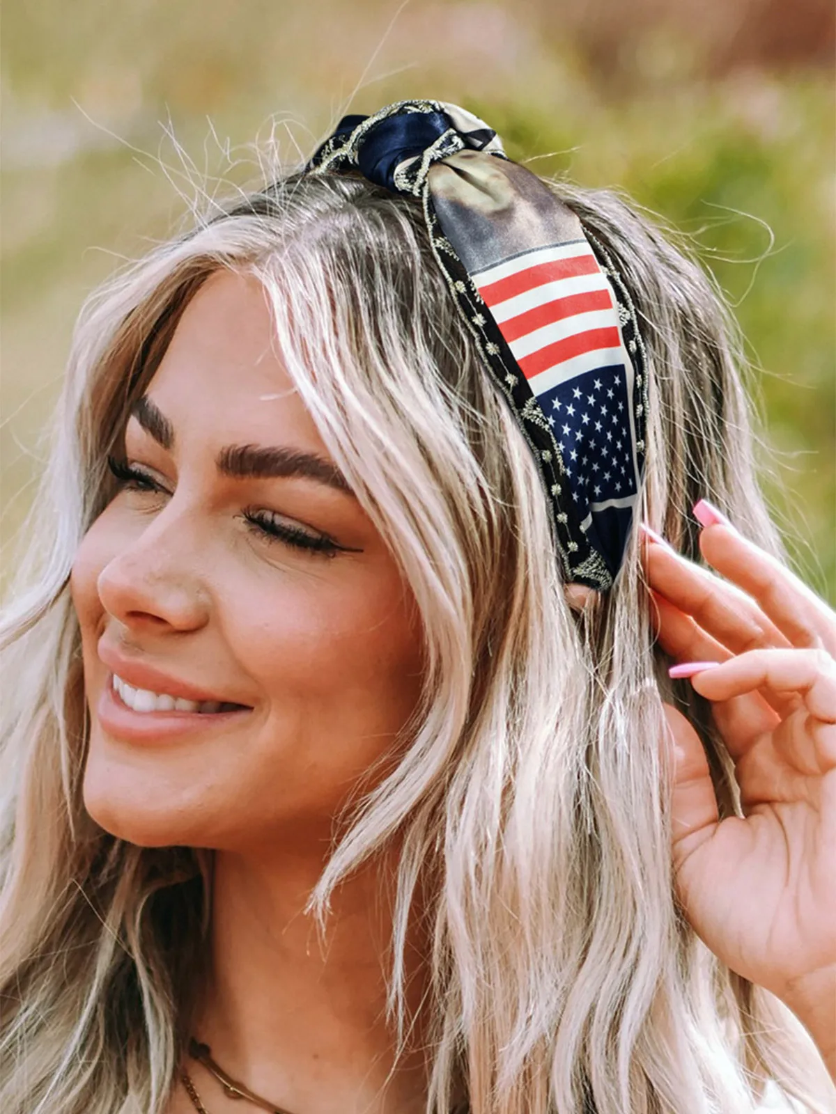 

American Flag Lace Splicing Knot Headband Elastic Hair Bands For Women Fashion Turban Makeup Hair Hoop Headwrap Hair Accessories