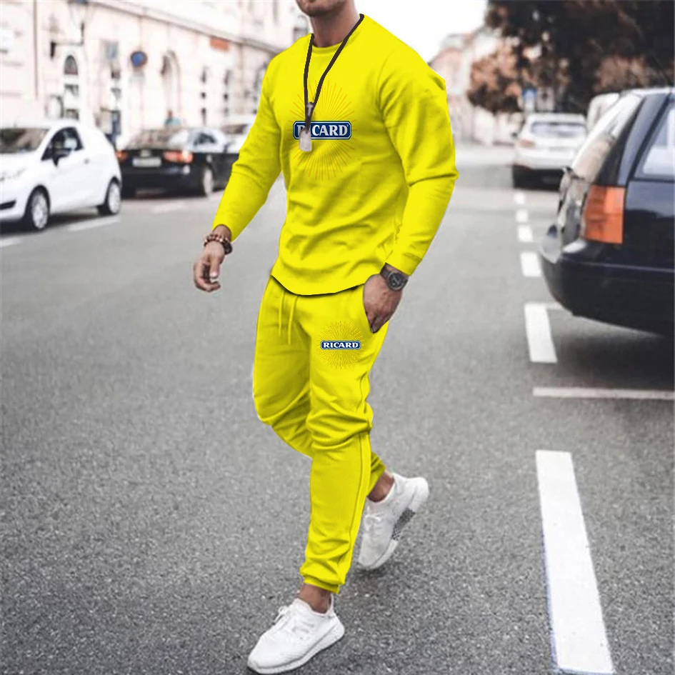 2023 New Autumn Man Long Sleeved Trousers Set 3D Printed Letter Pattern Streetwear Tracksuit Casual Simple High Quality Suit
