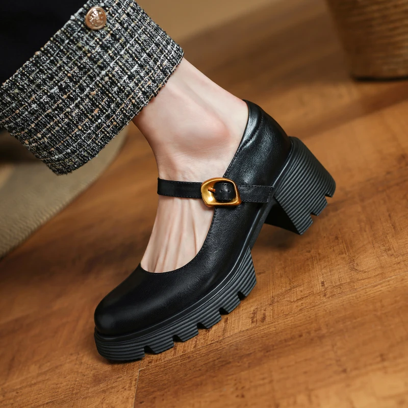 Женские элегантные туфли Мэри Джейн на каблуке во французском стиле с одним