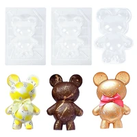 3pcs handmade cake 3d bear mold epoxy resin jelly dome mousse large size silicone breakable bear mold for chocolate jelly cake