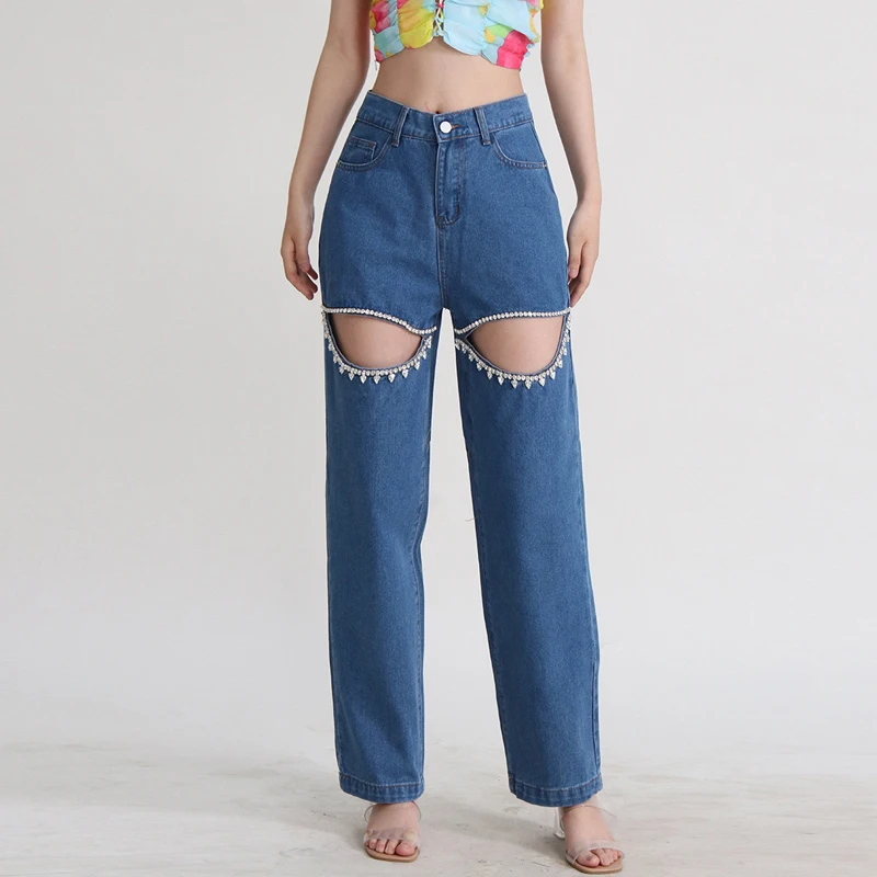 MSMUSI 2024 новые модные женские сексуальные джинсовые брюки с кристаллами и