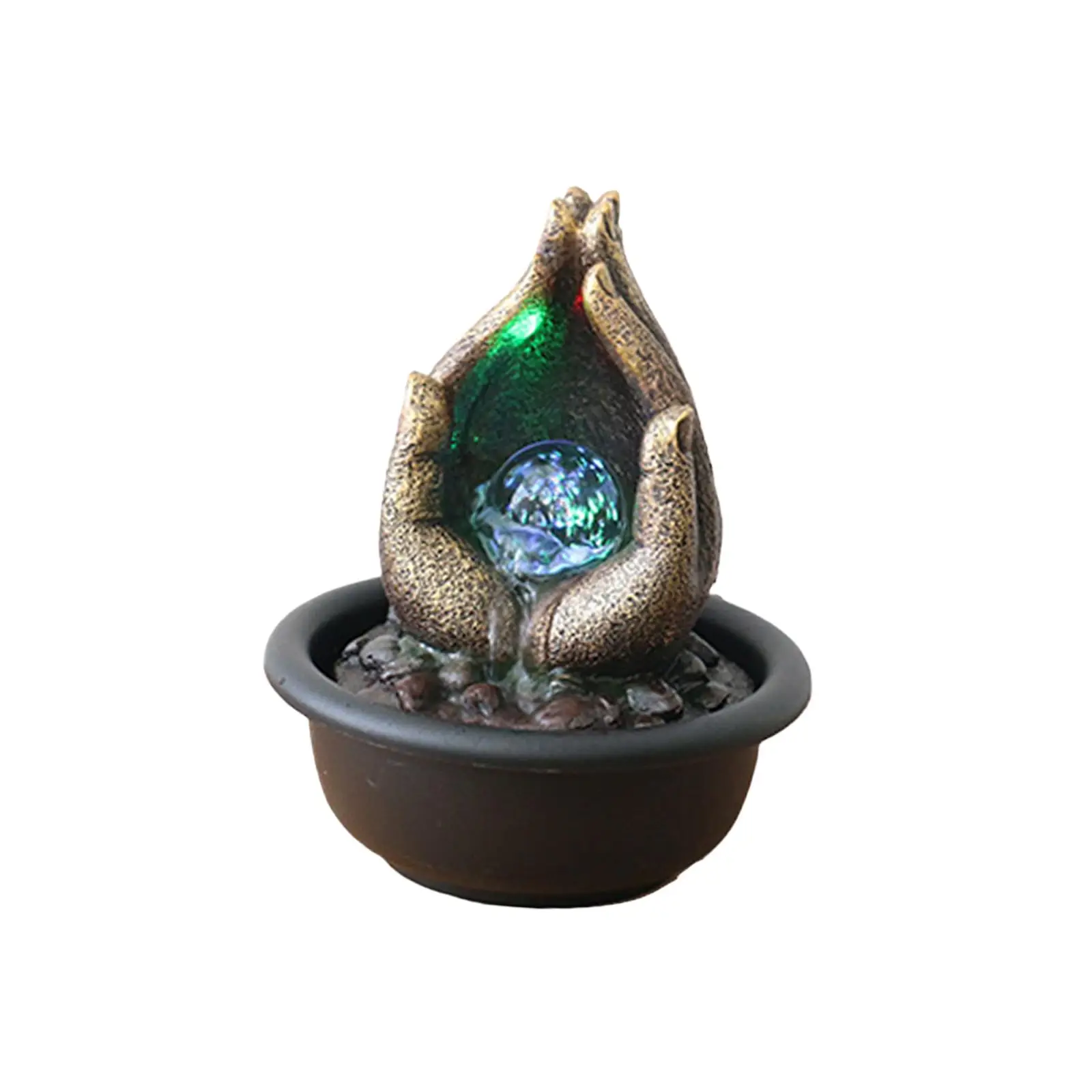 

Tabletop Water Fountain Feng Shui LED Light Ornament Indoor Fountain Waterfall for Desktop Indoor Living Room Farmhouse Decor