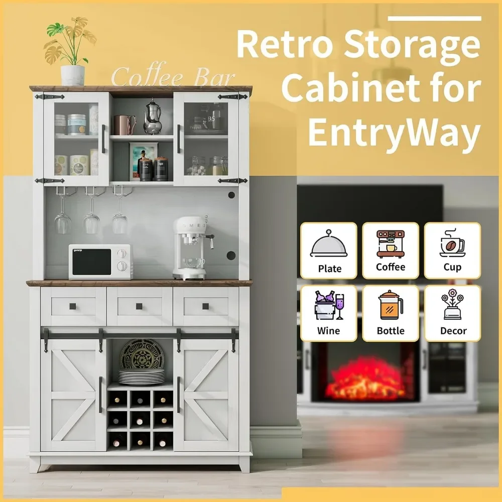 72 &quotКофейный бар винный шкаф с раздвижной дверью амбара и лампочками буфет