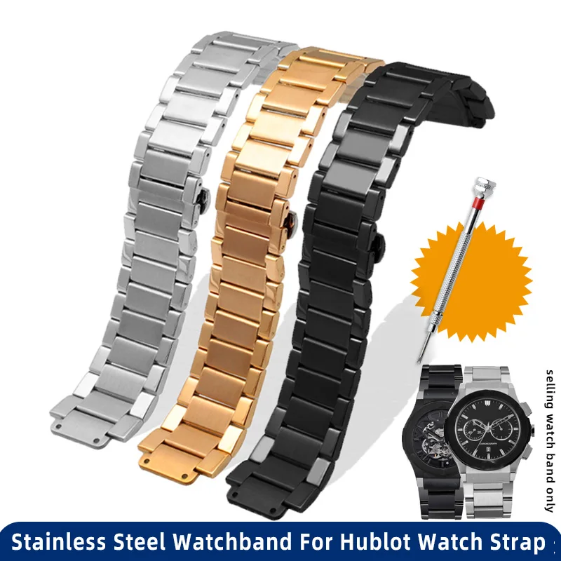 

For Hublot Yubo Watch Strap Big Bang Classic Fusion Men Women Solid Stainless Steel Watchband Bracelet 27mm*19mm 21*13mm 24*17mm