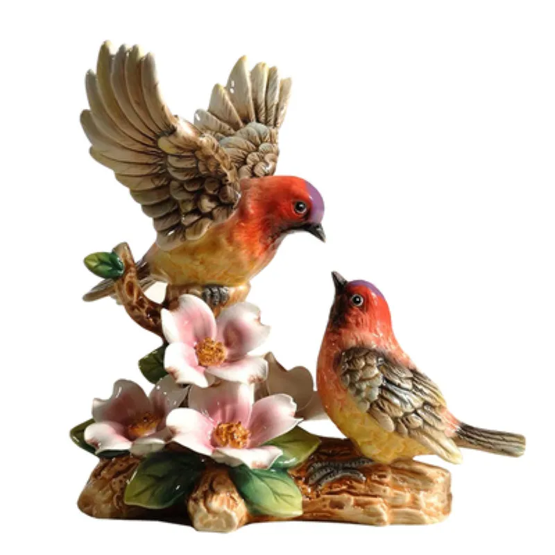 

Пасторальная фарфоровая Пара птиц, фигурка, ручная работа, керамика, для влюбленных, скульптура для творчества, аксессуары для домашнего де...