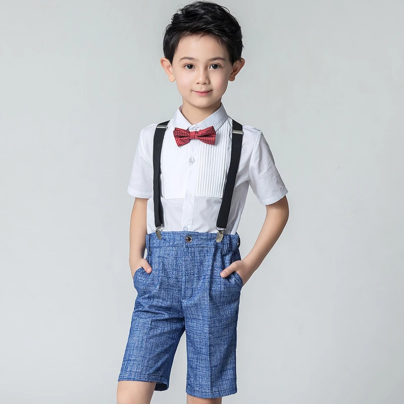 Children's Fashion Suits 2022 summer Boys Slim Fit Blazer Pants Dress Clothes Set Children's Party Performance Costume Cropped