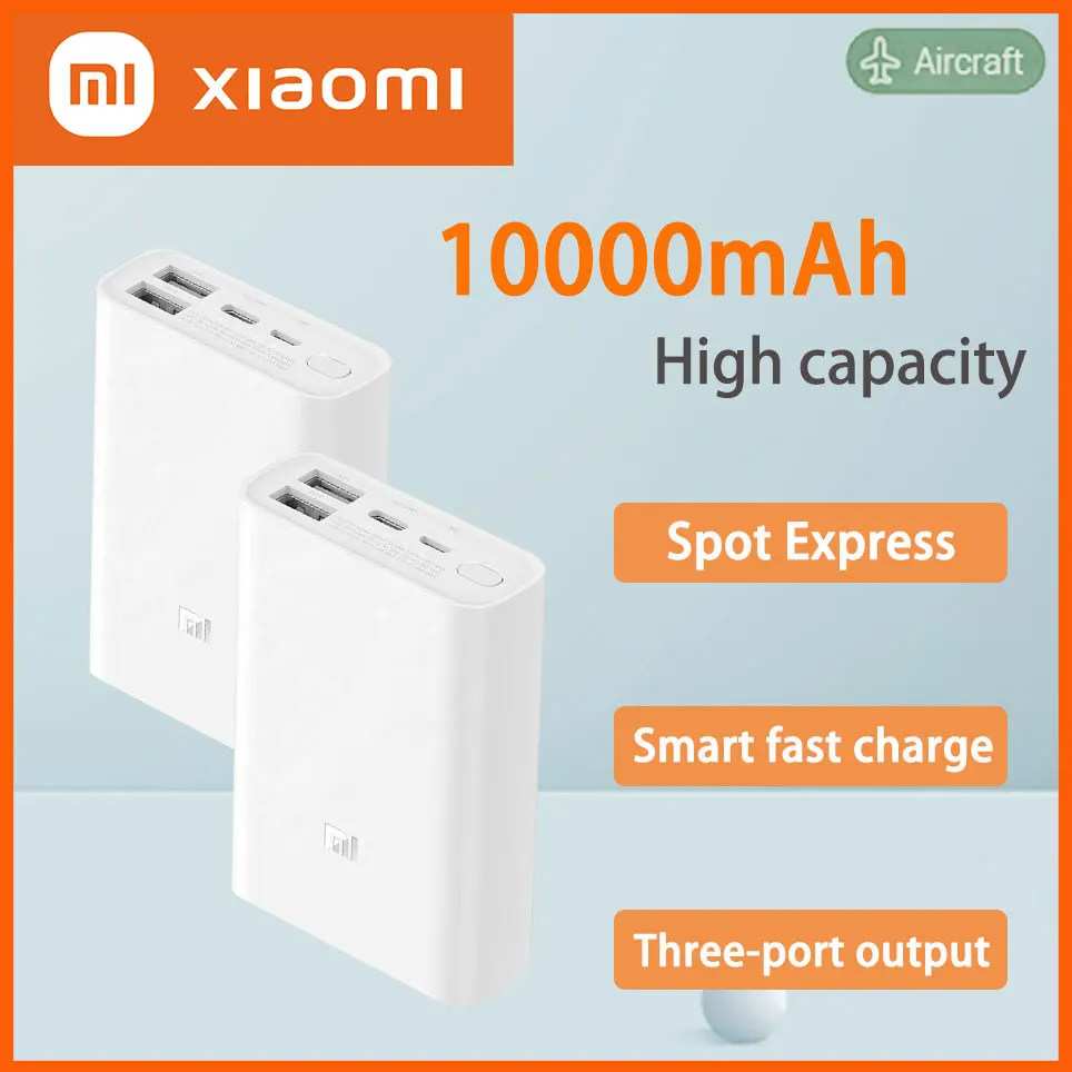 

10000mAh Xiaomi Power Bank Mini 3 Out 2 Into Power Bank Portable Charger External Battery Power Bank PB1022ZM Pocket Edition