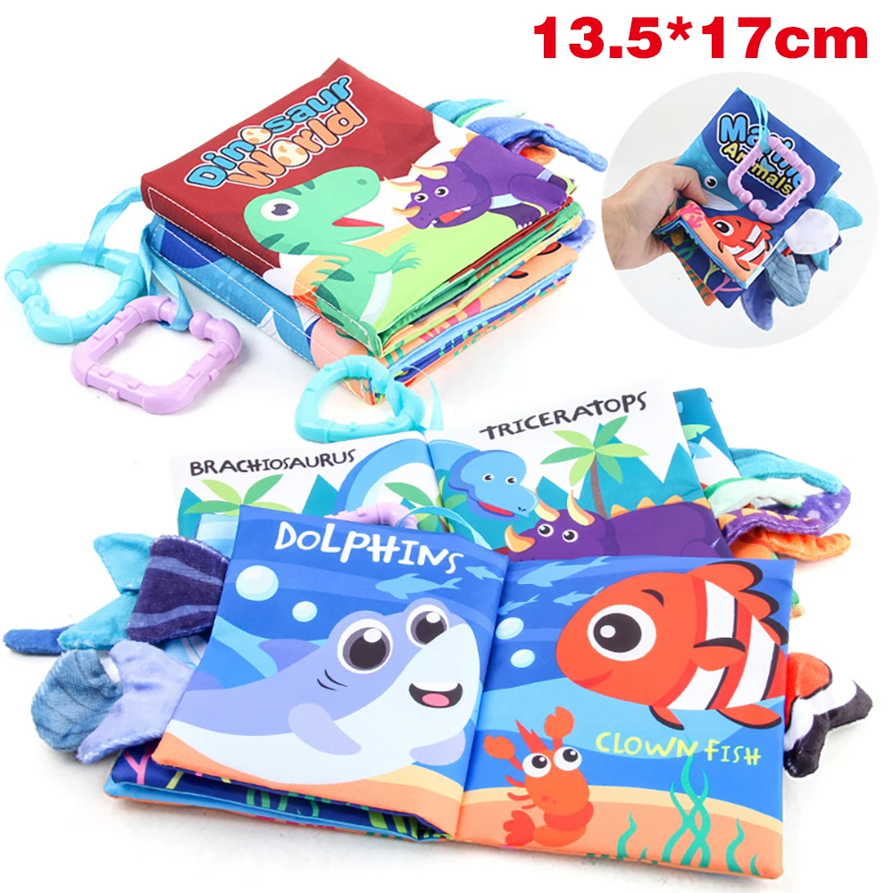

Early Education 3D Cloth Book Sound Paper Enlightenment Toy with Tail Baby Marine Animal Cognition Child Puzzle Palm Soft Book