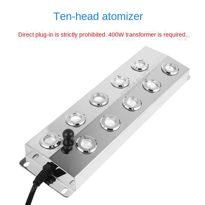 10 Head Ultrasonic Mist Maker Fogger Stainless Steel Electric Air Humidier Greenhouse Hydroponics Fog Sprayer Generator