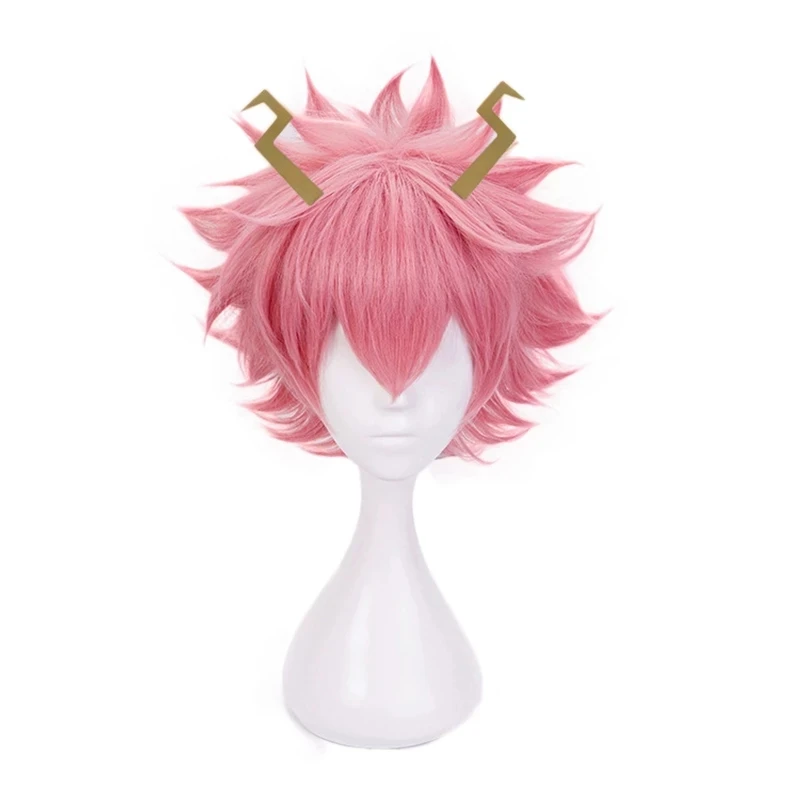 

Anime Wig My Hero Academia Boku No Hiro Ashido Mina Cosplay Wig Heat Resistant Synthetic Pink Short Wig Halloween Costume Wig