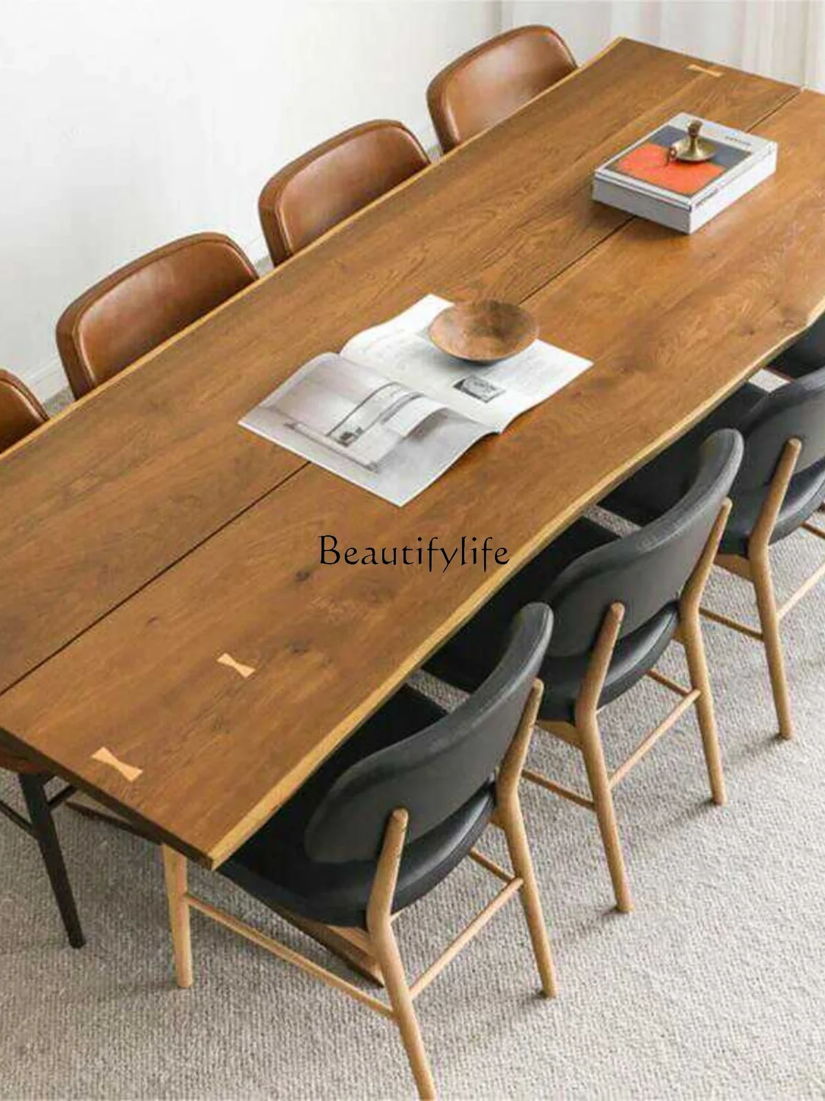 Двойной чугунный стол из массива ясеня небольшой бытовой прямоугольный