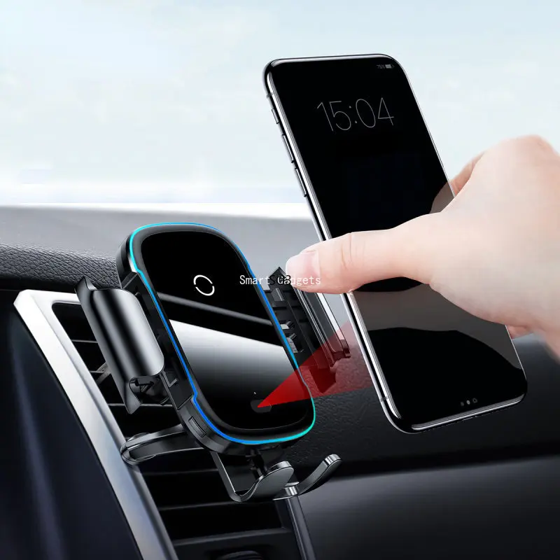 

Автомобильный держатель для телефона 15 Вт QI Беспроводное зарядное устройство для телефона 11 Xiaomi Samsung Автомобильное Крепление инфракрасное ...