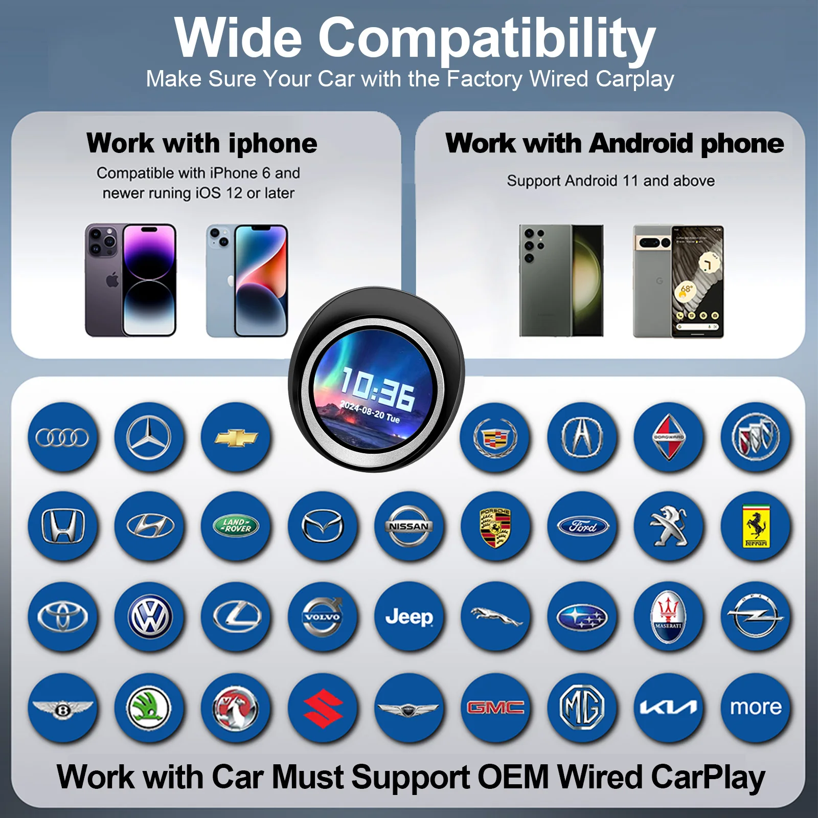 Фото EXPLOTER ApplePie Touch CarPlay AI Box для OEM-проводной Apple Carplay, 2,1-дюймовая HD-сенсорная панель, Android 13, Dual WiFi, 4G SIM-карта HDMI №4