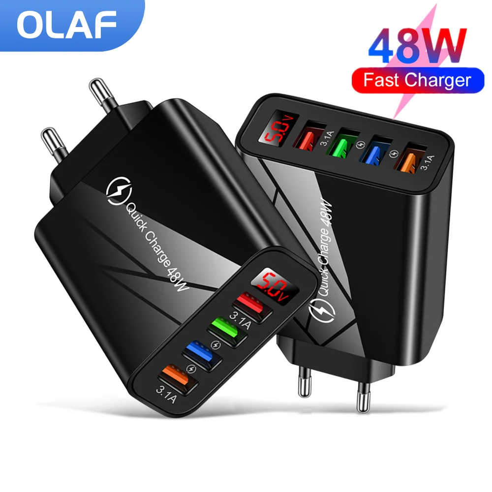 

OLAF 48 Вт Зарядное устройство USB зарядное устройство для телефона 4 порта QC 3,0 Быстрая зарядка для iPhone Samsung Xiaomi Huawei планшета ЕС/США вилка настенн...