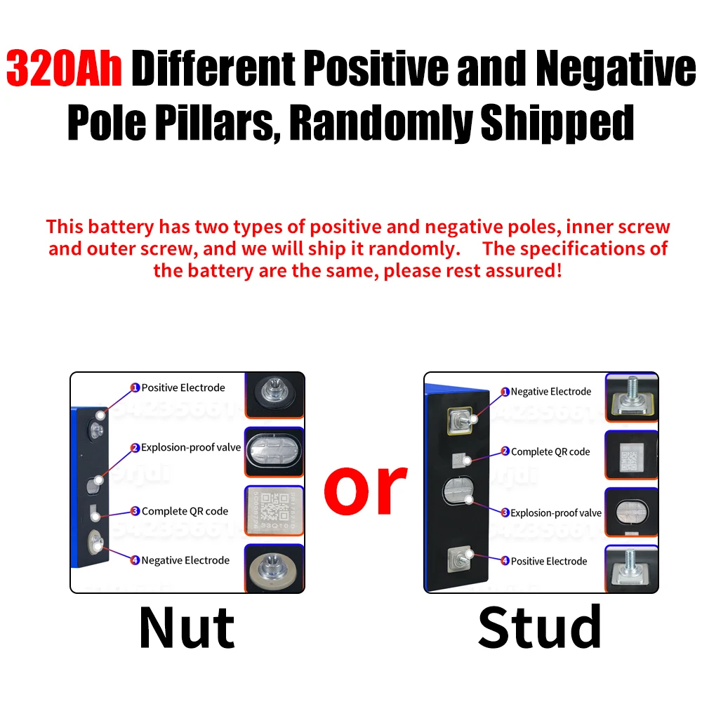 Класс A 8000+ Цикл 320Ah Lifepo4 Элементы 3.2V Фосфат железа лития аккумуляторная батарея