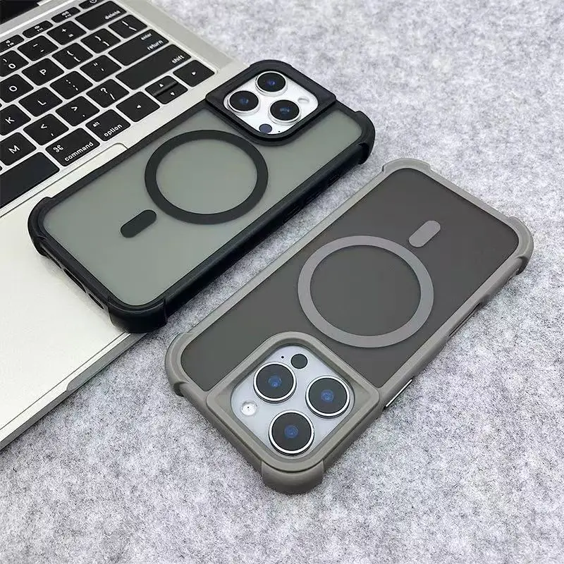 Фото Магнитный роскошный матовый противоударный чехол для iPhone 15 14 13 12 11 16 17 Pro Max с беспроводной зарядкой и поддержкой MagSafe №3
