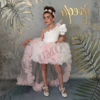 pink ruffles toddler birthday flower girl dress detachable train wedding party dresses fashion show first communion all ages