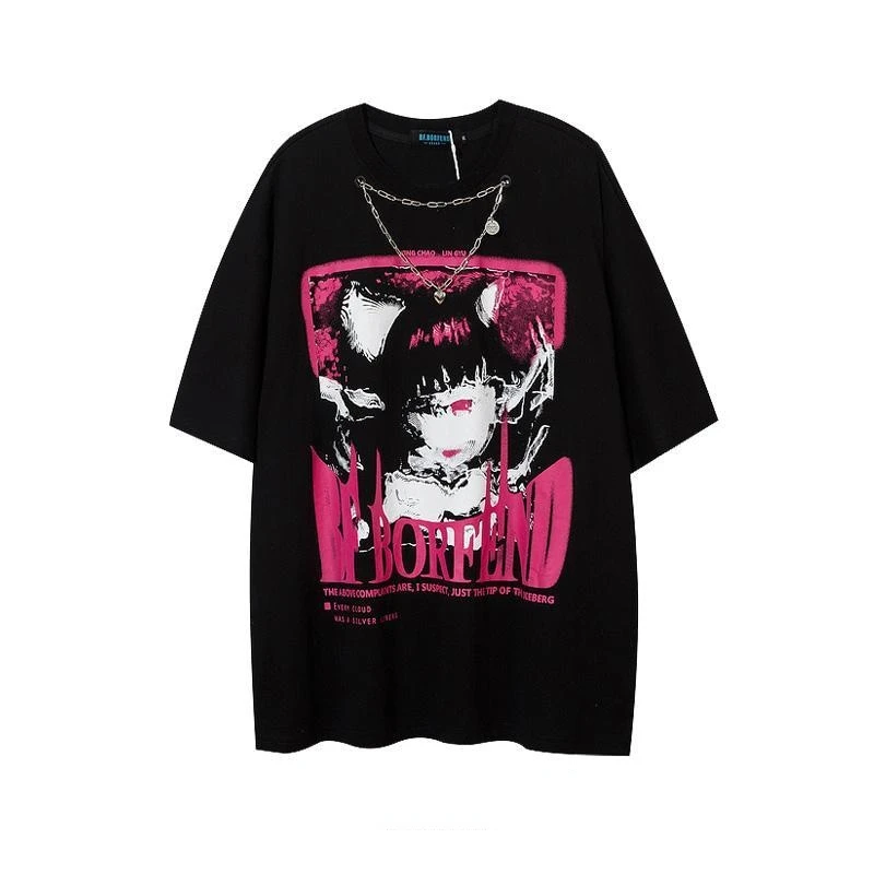 

Y2k одежда, модная Европейская и американская футболка в стиле хип-хоп, летняя футболка большого размера, женская футболка в готическом стиле