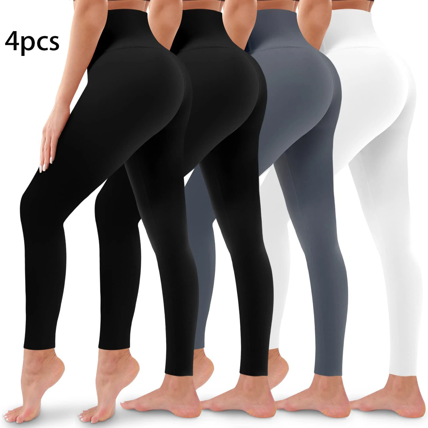 

Women's Sports Yoga Bottoming Pants 4-piece Set With Gym Pull Up Training Pants High Waist Nude Sports Leggings