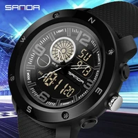 sanda 2022 new fashion watch mens watches top brand luxury multifunctional dual display watch luminous waterproof reloj hombre