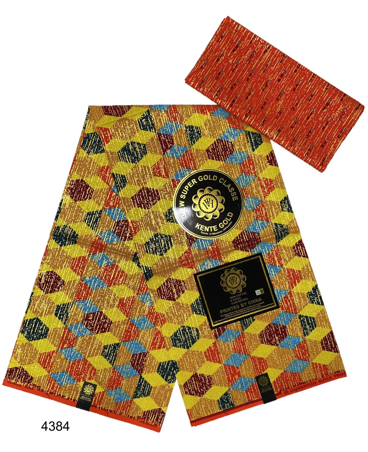Блестящая африканская хлопковая ткань KENTE 4 ярда + 2 за 1 комплект