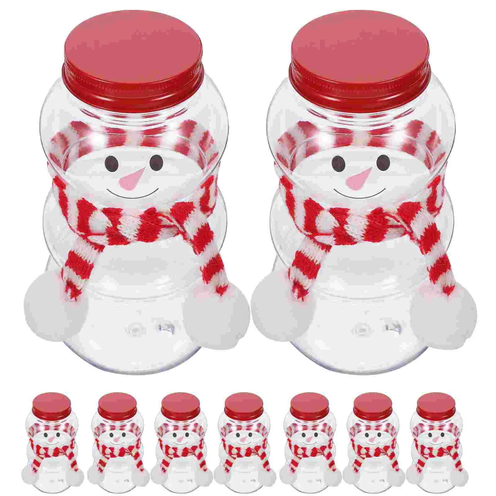 

10 Sets Christmas Snowman Juice Bottles Beverage Containers Milk Bottles with Scarves