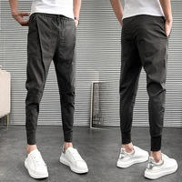fashion design men casual cropped pants pencil pants mens solid color hip hop joggers trousers fashion streetwear slim fit