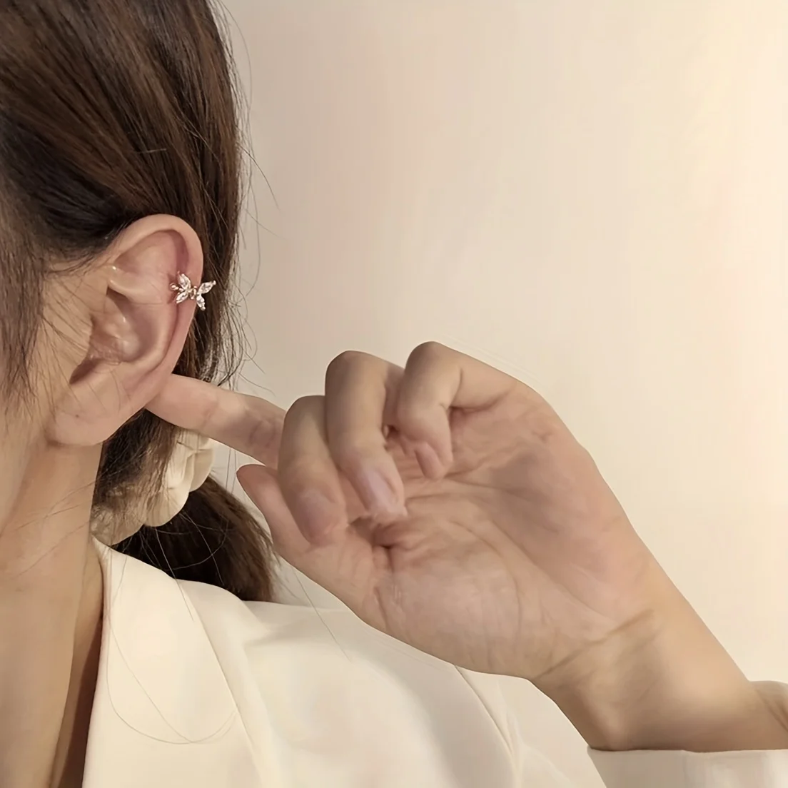 Элегантные Женские Серьги-клипсы С Двойной Частью И Бантом Камнями CZ Модный