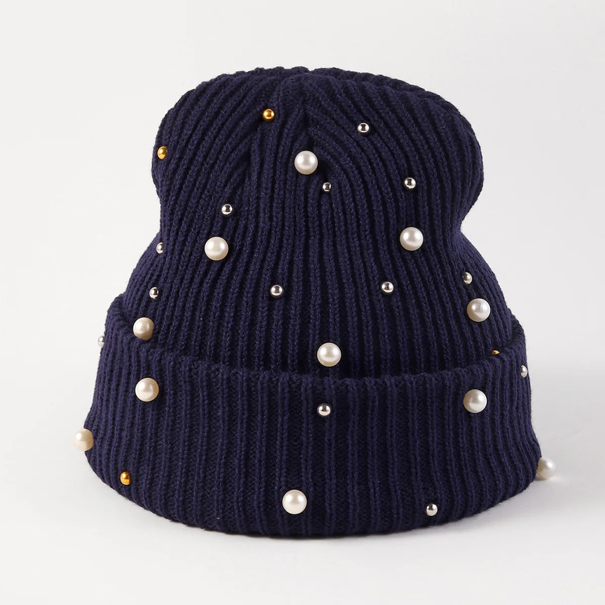 

Вязаная женская шапка, осенне-зимние шапки-бини с жемчугом и бисером, шапки для женщин, шерстяная Толстая теплая мягкая женская шапка, шапочки, кепки