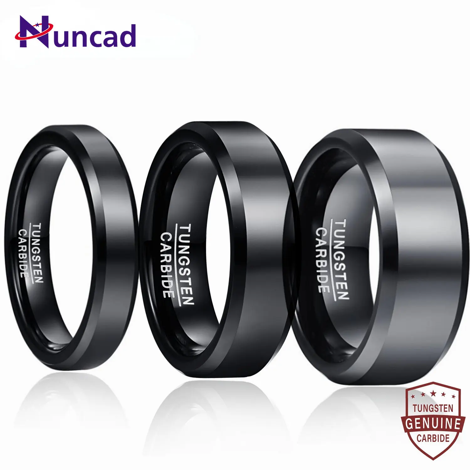 

NUNCAD Tungsten Ring 4mm 6mm 8mm Tungsten Carbide Ring Polished Electric Black Steel Ring Men and Women Jewelry Wedding Bands