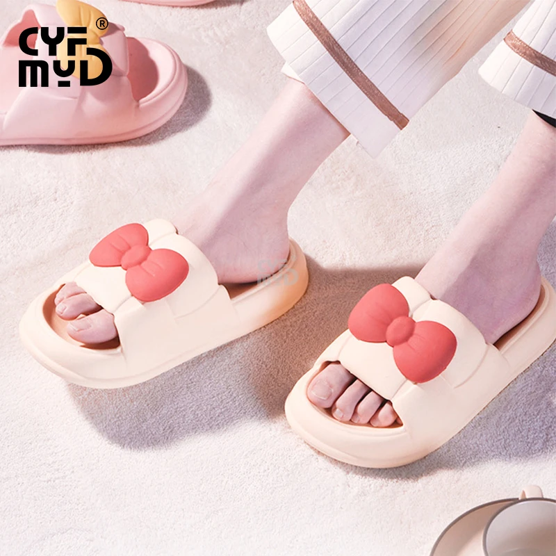 Women's Bowknot Slippers for Home Lovely Cute Beautiful Slides Soft Indoor Summer Shoe Comfortable 2023 EVA Slipper Non-slip