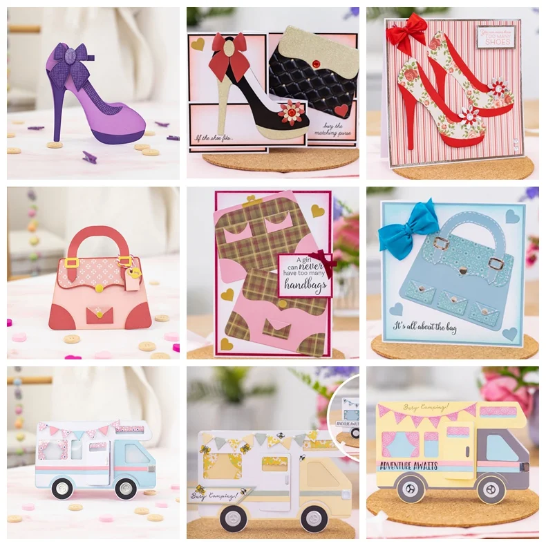 

Metal Cutting Dies Match Clear Silicone Stamps High Heels Tote Bag Ice Cream Cart Decorate Cards Scrapbook Craft New Stencils