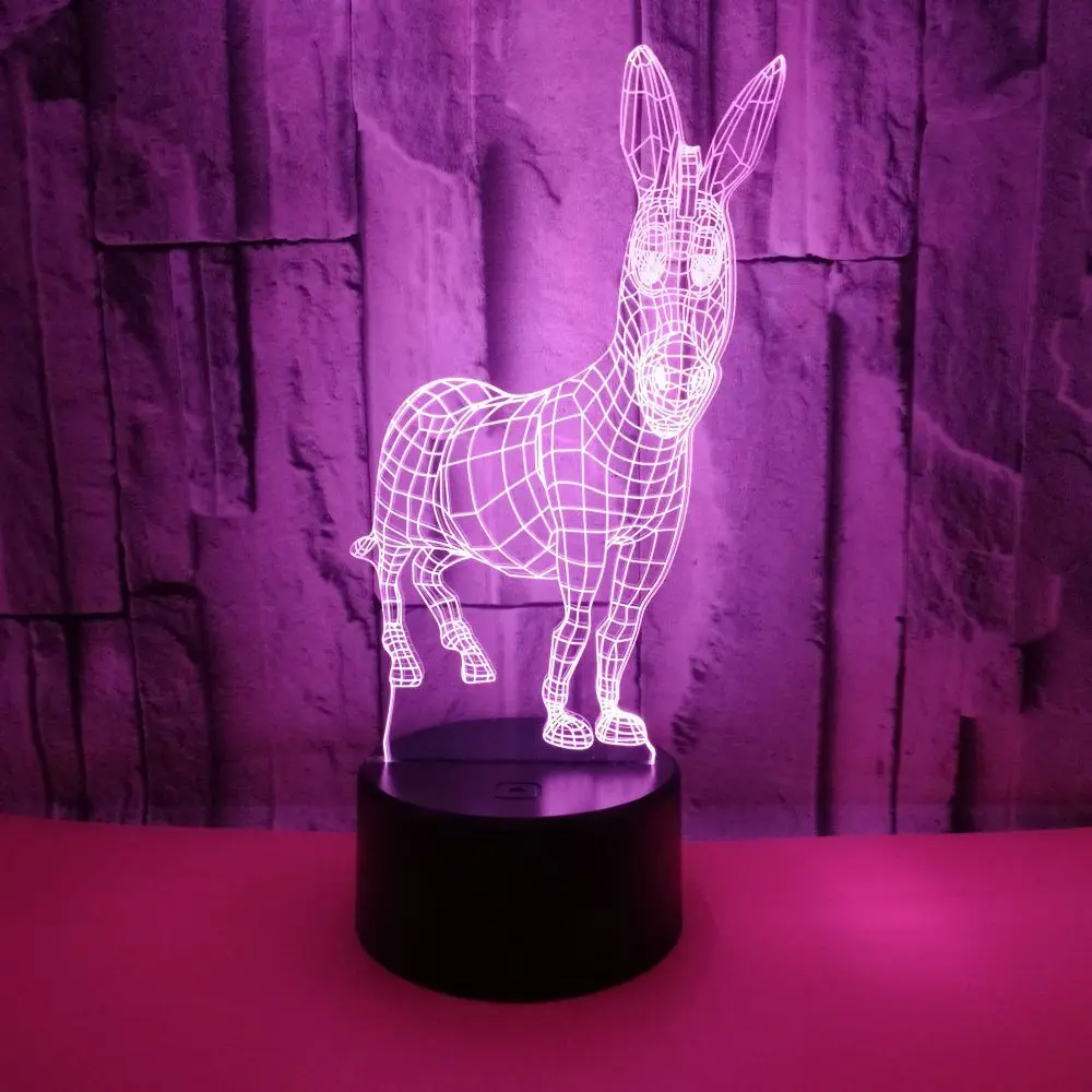 

Светодиодный ночник с голограммой осла, 3D Настольная лампа с дистанционным управлением, ночсветильник для детской, спальни, украшение, рожд...