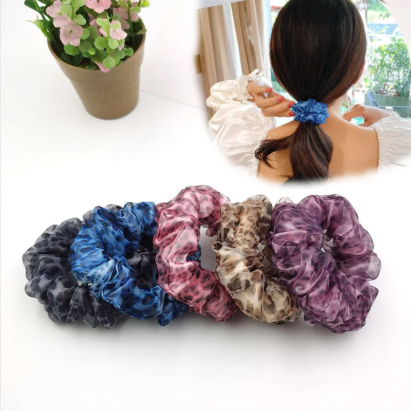 

New Leopard Hair Band Korean Hair Accessories Woman Hair Rubber Band Silk Yarn Head Rope Girl Headdress Wholesale Резинки Gift