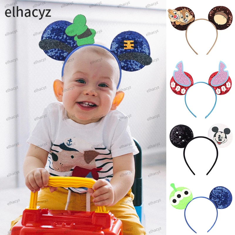 New Boys Disney Ears Headband Mickey Mouse Hairband With No Bow Party Festival Cosplay Headwear Gift Kids DIY Hair Accessories
