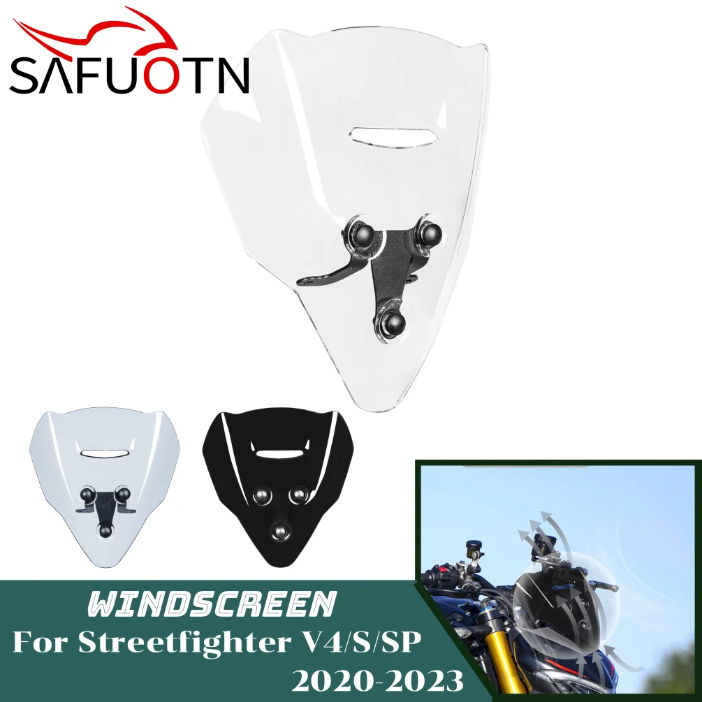 

Ветровое стекло для мотоцикла Ducati Streetfighter V4 S SP 2020-2023 V4S V4SP, ветрозащитный экран с кронштейном