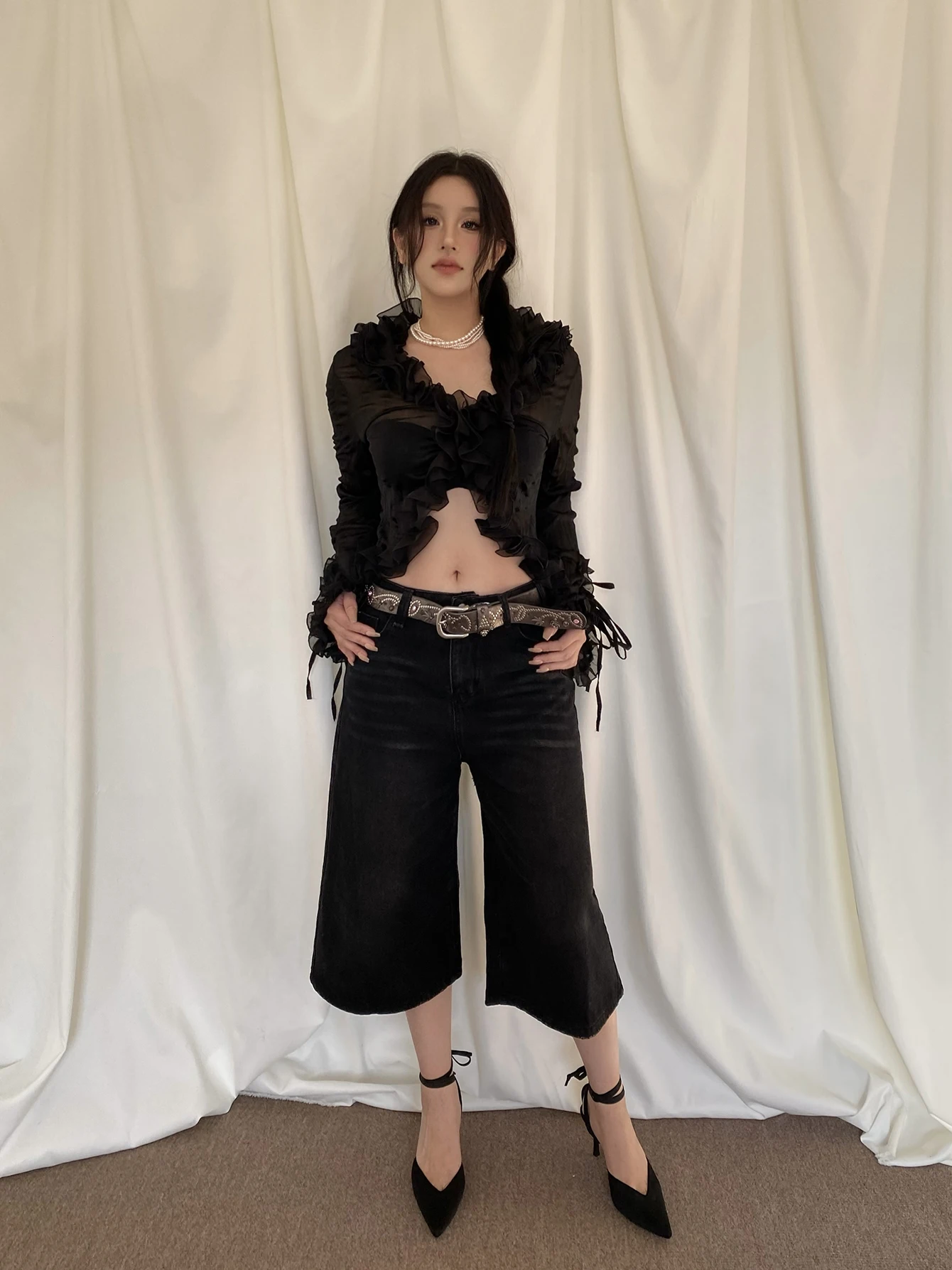 Женские джинсовые шорты REDDACHiC в стиле 90-х с эффектом потертости широкие брюки