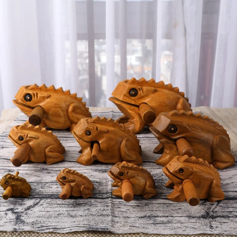 

Thailand Wooden Carving Toad Wood Art Gifts Wooden Fish Scenic Tourist Souvenirs Sounding Wooden Frog Ornaments