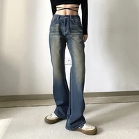 2022 vintage low waisted jeans pockets bell bottoms y2k grunge flare retro korean style harajuku mom denim cargo pants new