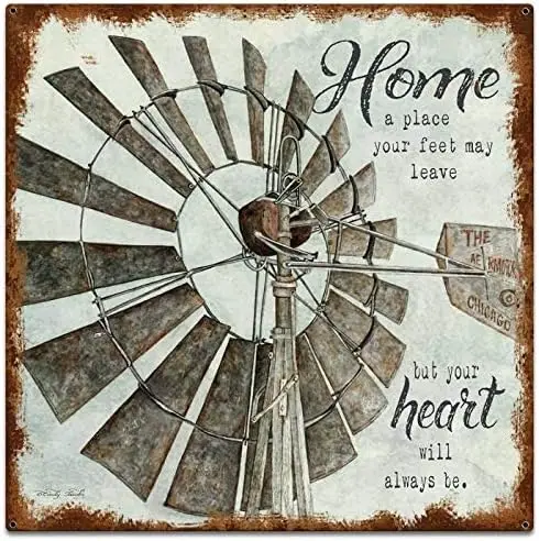 Metl Tn Sgns Wndmll Home Decortve Wll Sgn Домашний декор Плакат для Frmhouse Frm ndoor Pub Grden 8 x nch